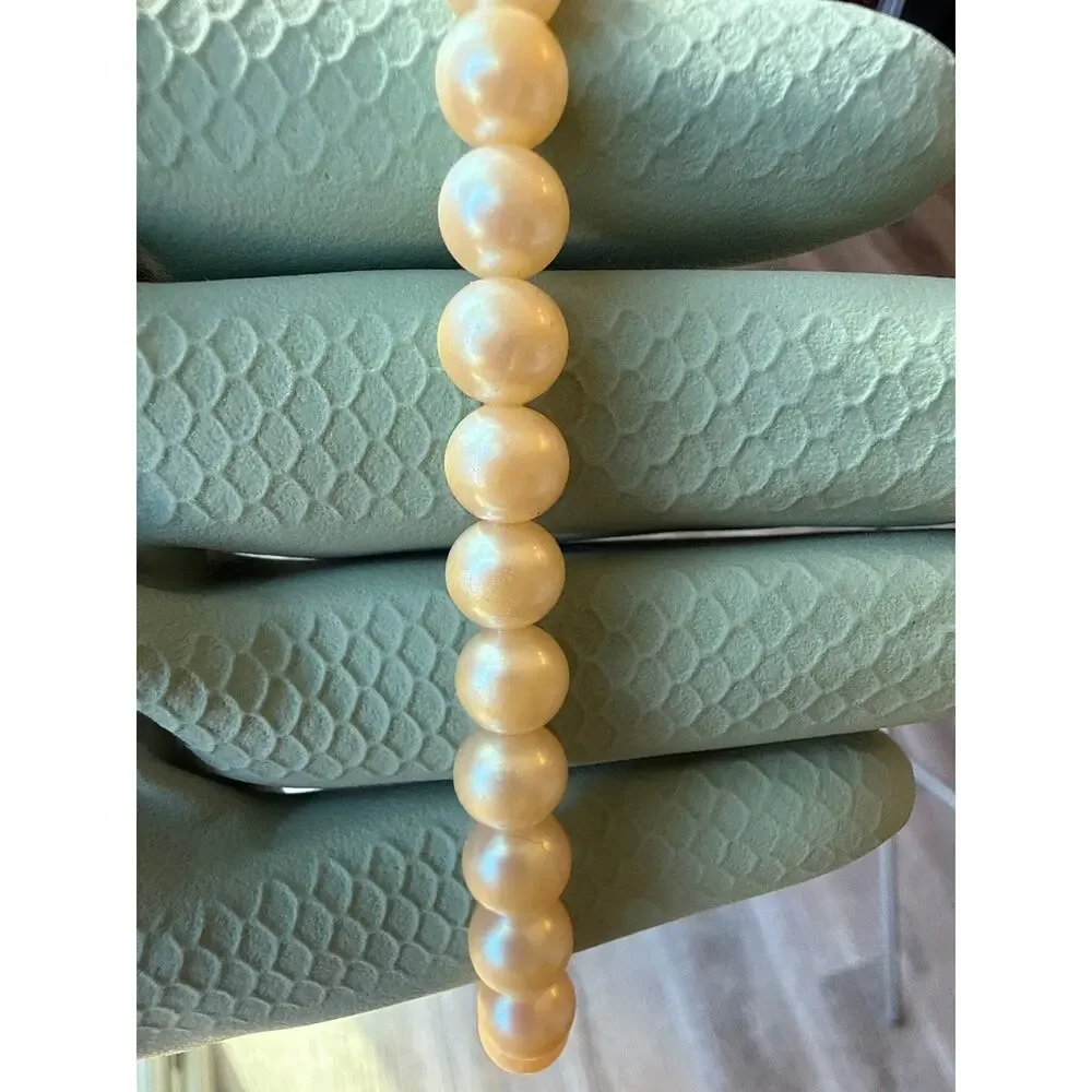 Vintage Made in Japan Faux Pearl Necklace Champagne Cream Mid Century Jewelry